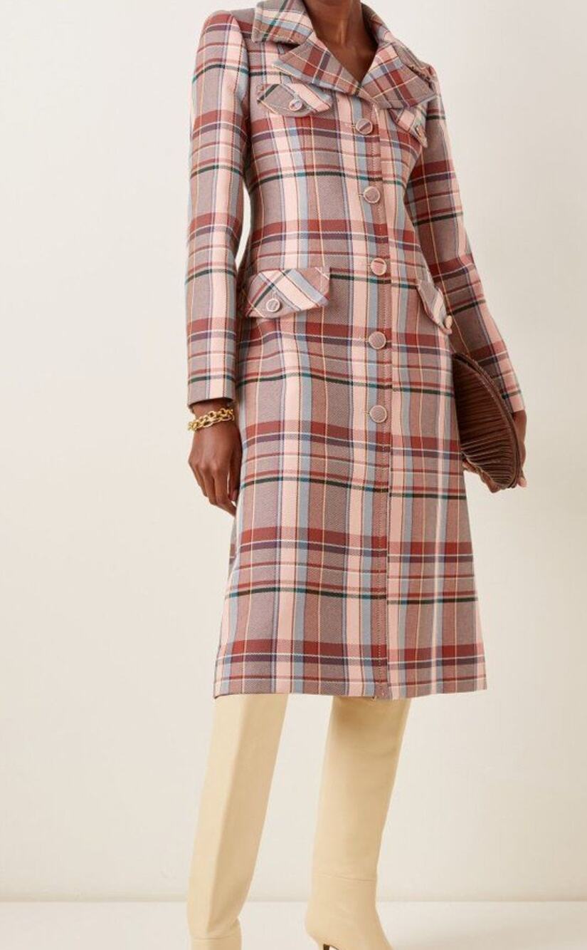 Zimmermann The Lucky Check Coat Cotton Blend Twill Pink Plaid XS $2,455